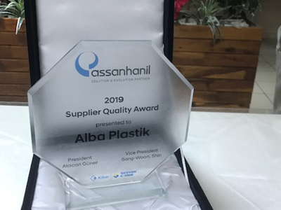 ALBA PLASTİK ASSAN HANİL 2019 TEDARİKÇİ KALİTE ÖDÜLÜMÜZ.